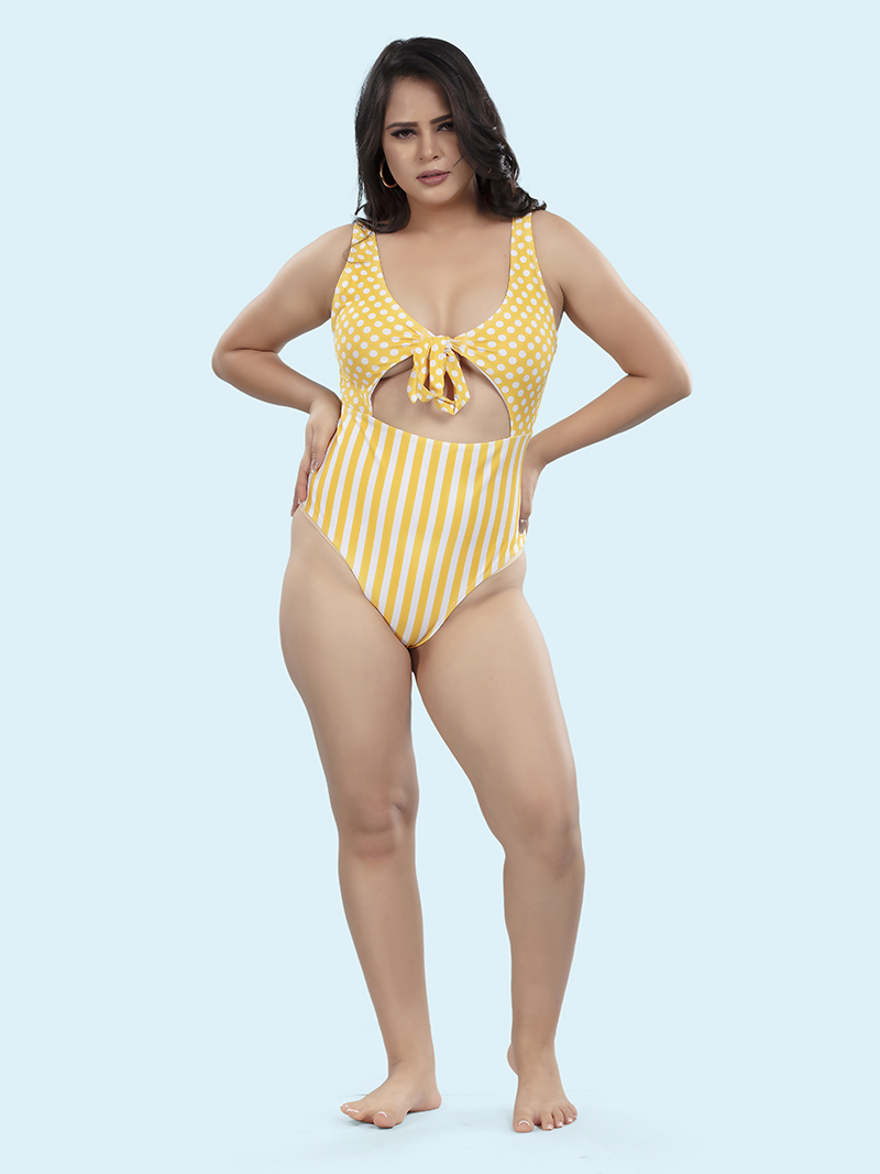 Cut-Out Monokini In Dots And Stripes | Bold & Bae Fashion